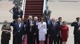 El presidente de los Estados Unidos, Donald Trump durante su llegada a Israel junto a su delegación.&nbsp;