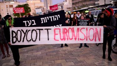 Judíos israelíes y activistas árabes protestan contra la 64 edición del concurso de talento musical Eurovisión, que llega a la gran final este sábado 18 de mayo.