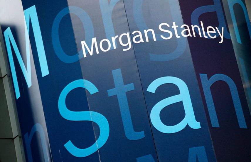El logotipo de Morgan Stanley en su edificio en Times Square, Nueva York. &nbsp;