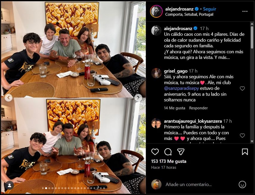 Alejandro Sanz compartió momentos cotidianos y distendidos con sus hijos, mostrando el lado más íntimo y cercano de su faceta como padre