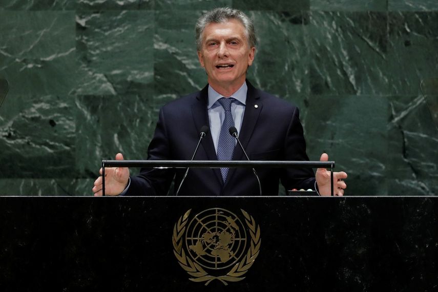 El presidente de Argentina, Mauricio Macri, se dirige a la 74a sesi&oacute;n de la Asamblea General de las Naciones Unidas, el martes 24 de septiembre de 2019, en la sede de las Naciones Unidas