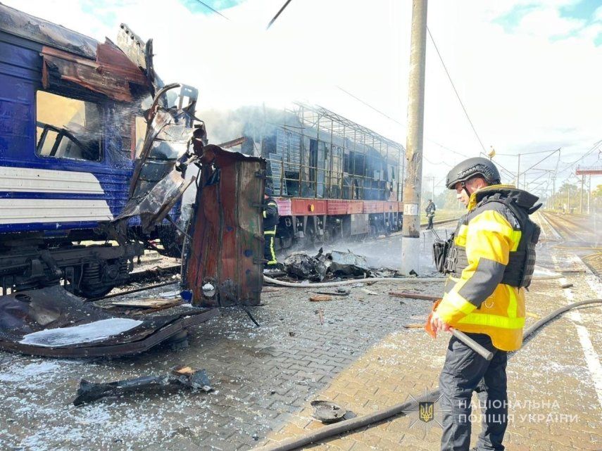 Ataque ruso contra la estación ucraniana de Shostka, a 4 de octubre de 2025.