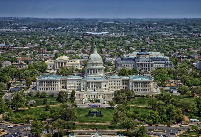 Imagen aérea del Capitolio en Washington y otros edificios del gobierno federal.