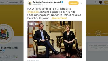 El presidente encargado de Venezuela, Juan Guaidó, y la Alta Comisionada de Naciones Unidas para los Derechos Humanos, Michelle Bachelet.