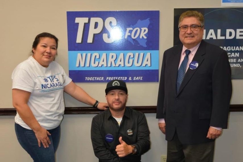 Harold Rocha (Der) presidente del Fondo Nicaragüense-Estadounidense de Defensa Legal y Educación (NALDEF, por su sigla en inglés) y Ronmel López&nbsp; (Centro) Director de Nicaragua Nueva Generación (NNG)&nbsp;