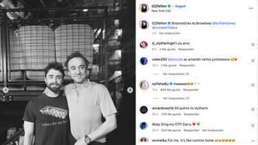 Captura de pantalla del Instagram de Tom Felton junto a Daniel Radcliffe