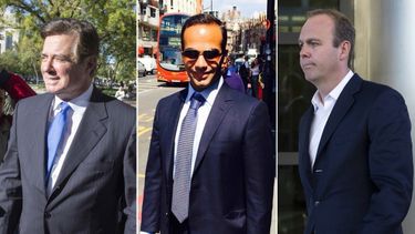 Paul Manafort, exjefe de campaña de Trump; George Papadopoulos, exasesor de Política Exterior, y Rick Gates, exsocio de Paul Manafort, implicados en las investigaciones de la trama rusa.