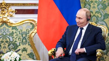 El presidente de Rusia Vladimir Putin en su oficina en el Kremlin.&nbsp;