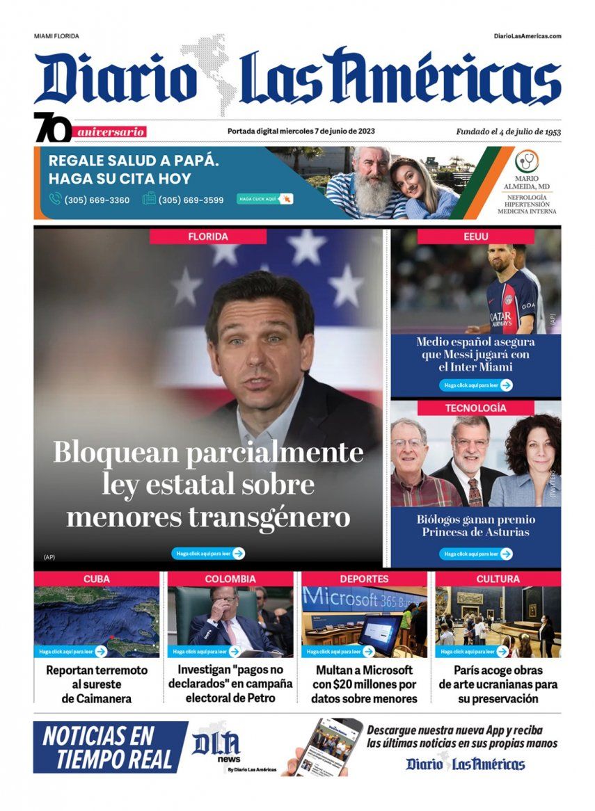 Portada digital del miércoles 7 de junio de 2023.&nbsp;