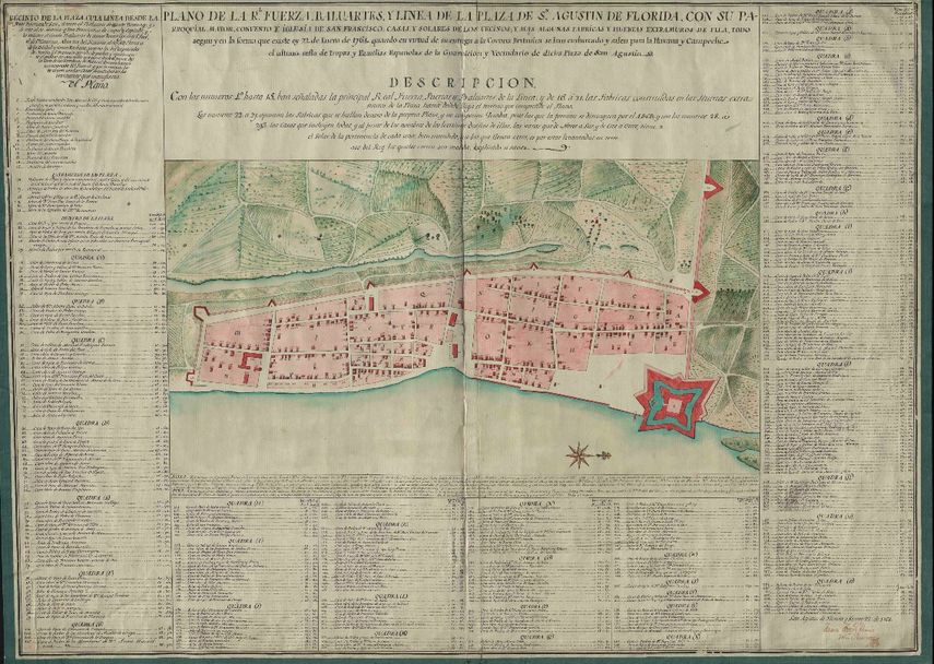 Plano de la real fuerza de San Agustin, enero de 1764. Museo Naval, Madrid.