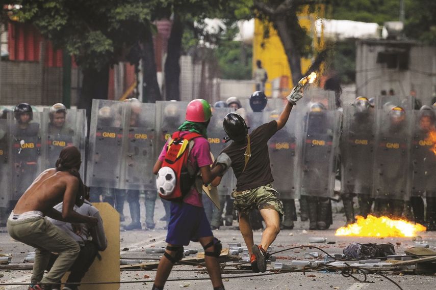 Imagen de las protestas en Caracas.