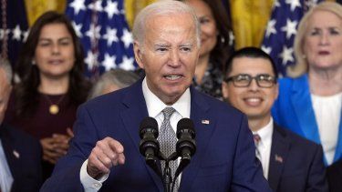 El presidente de EEUU Joe Biden habla durante una ceremonia por el 12do aniversario del programa DACA, en la Casa Blanca, en Washington, el martes 18 de junio de 2024.&nbsp;