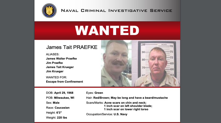 James Tait Praefke es buscado por la polic&iacute;a.&nbsp;