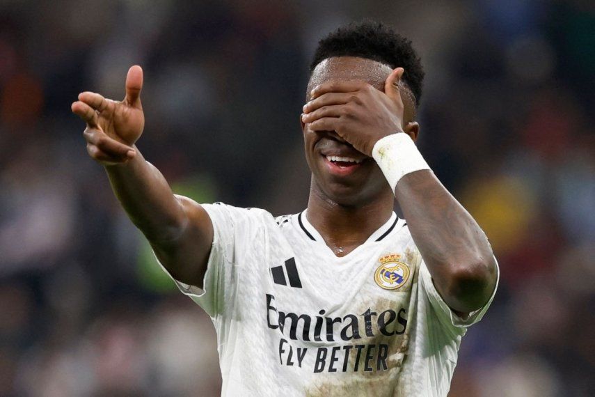 El brasileño Vinicius, del Real Madrid, celebra su gol ante el Pachuca, el 18 de diciembre de 2024.