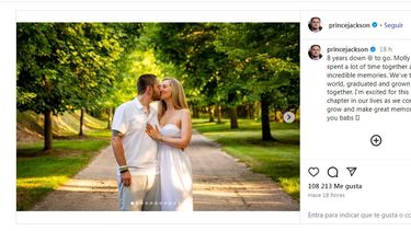 El joven de 28 años, hijo de Michael Jackson con Debbie Rowe, publicó un carrusel de fotografías acompañado del tema “I Just Can’t Stop Loving You”