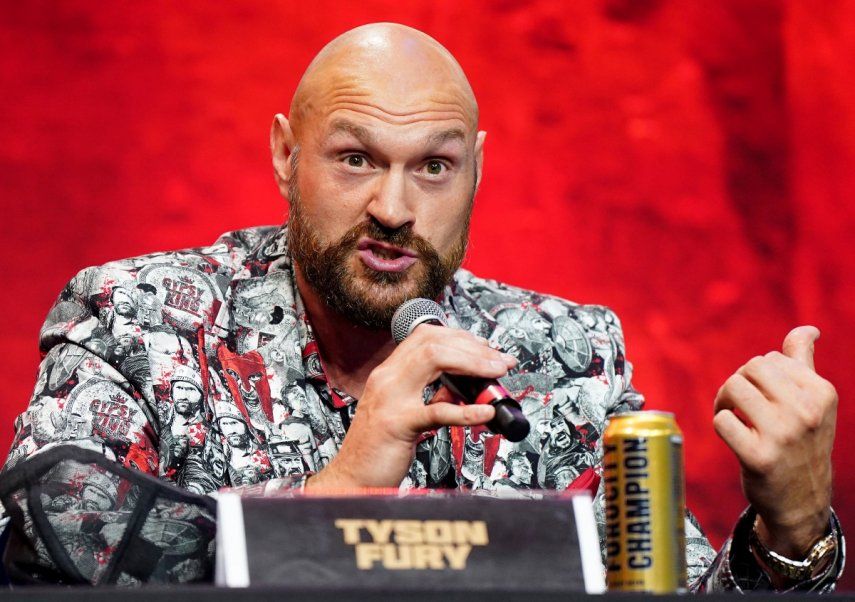 Tyson Fury durante una conferencia de prensa, el jueves 7 de septiembre de 2023, en Londres.&nbsp;