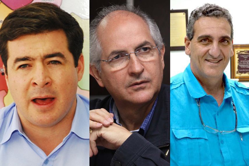 Los alcaldes opositores Daniel Ceballos, Antonio Ledezma y Enzo Scarano. (EFE)