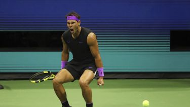 El español Rafael Nadal tras ganar el primer set ante el italiano Matteo Berrettini en las semifinales del US Open, el viernes 6 de septiembre de 2019, en Nueva York.&nbsp;