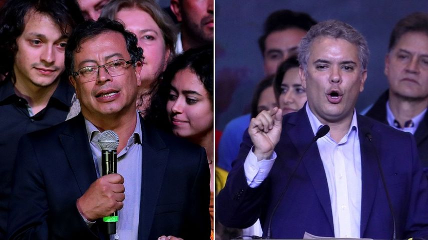 El candidato izquierdista a la Presidencia de Colombia, Gustavo Petro (izq.) y el&nbsp;candidato del partido uribista Centro Democrático, Iván Duque.&nbsp;