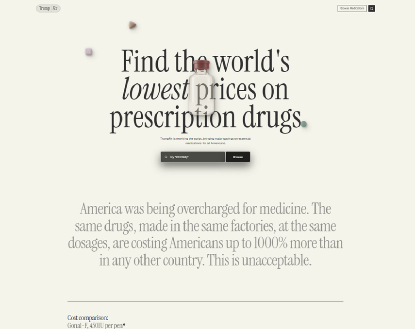 El Gobierno de Estados Unidos ha lanzado este jueves una página web denominada 'TrumpRx.gov',  que ofrece a los pacientes estadounidenses los medicamentos con los precios 