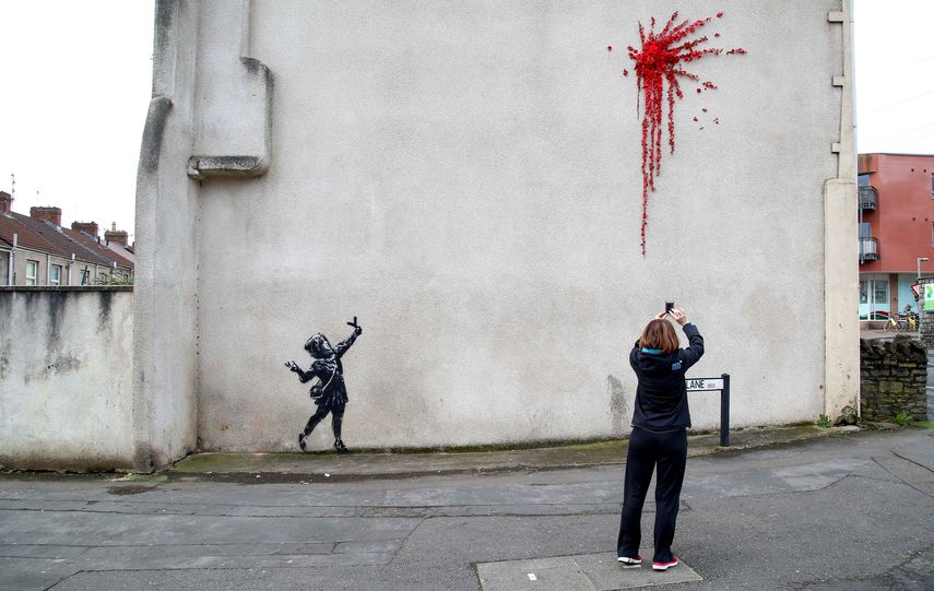 El nuevo mural en Bristol del artista callejero Banksy.&nbsp;