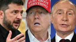 El presidente de Ucrania, Volodimir Zelenski, el presidente de EEUU, Donald Trump, y el presidente de Rusia, Vladimir Putin. 