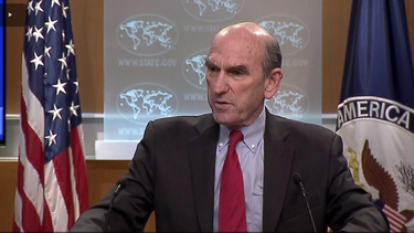 El enviado especial de Estados Unidos para Venezuela Elliott Abrams, en conferencia de prensa este miércoles 27 de noviembre.