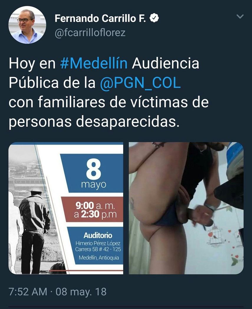 Hackean cuenta en Twitter de procurador colombiano para publicar foto  obscena