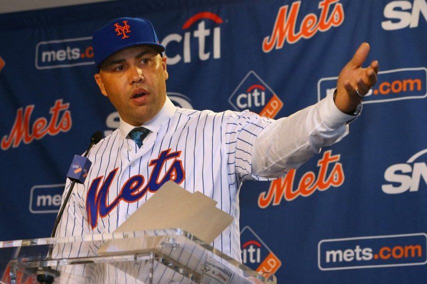 Carlos Beltrán habla tras ser presentado como mánager de los Mets de Nueva York durante una conferencia de prensa en el Citi Field el 4 de noviembre de 2019 en la ciudad de Nueva York.&nbsp;