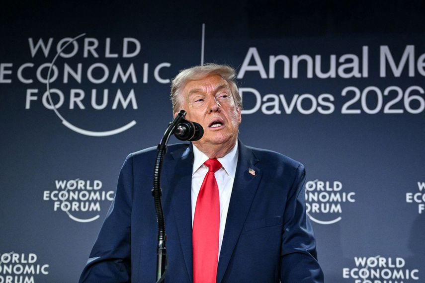 El presidente de Estados Unidos habla ante un auditorio abarrotado en Davos, Suiza, durante el Foro Económico Mundial.