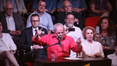 El expresidente brasileño&nbsp;Luiz&nbsp;Inácio&nbsp;Lula&nbsp;da&nbsp;Silva participa del lanzamiento de la campaña en defensa de la democracia y el Estado de Derecho en Sao Paulo