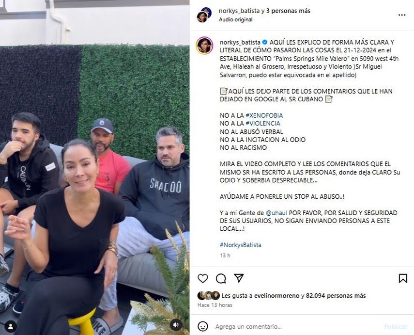 La actriz Norkys Batista, su hijo Sebastián, su esposo Alexis Goncalves, y su hermano.