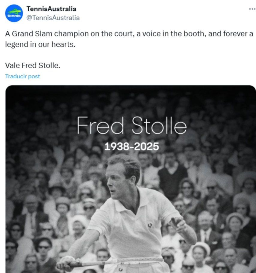 El australiano Fred Stolle, vencedor de Roland Garros en 1965 y del US Open en 1966