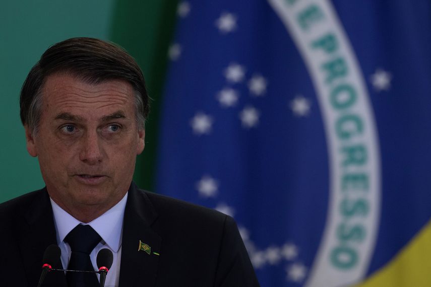 El presidente de Brasil, Jair&nbsp;Bolsonaro, participa en la ceremonia de posesión de los presidentes de los tres principales bancos públicos del país.