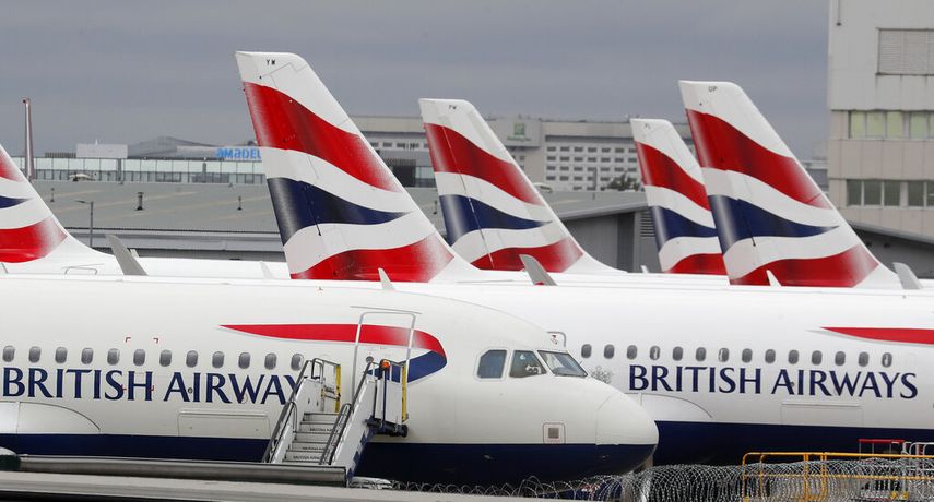 Aviones de la aerolínea británica British Airways en el aeropuerto de Londres.