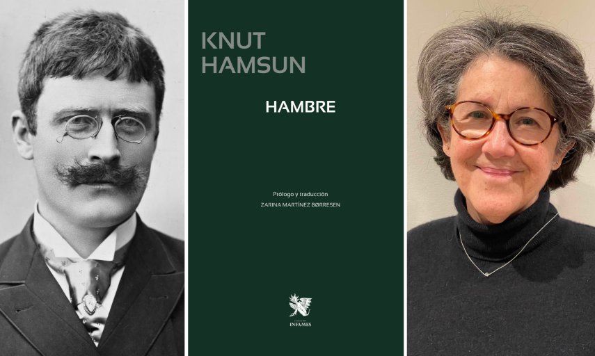 Knut Hamsun, autor del libro Hambre, y la traductora Zarina Martínez Børresen.