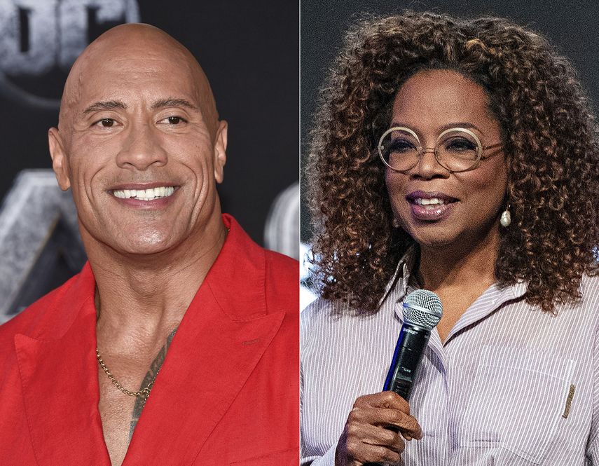 Dwayne Johnson en el estreno mundial de Black Adam en Nueva York el 12 de octubre de 2022, izquierda, y Oprah Winfrey en el Festival Essence en Nueva Orleans el 30 de junio de 2023.&nbsp;