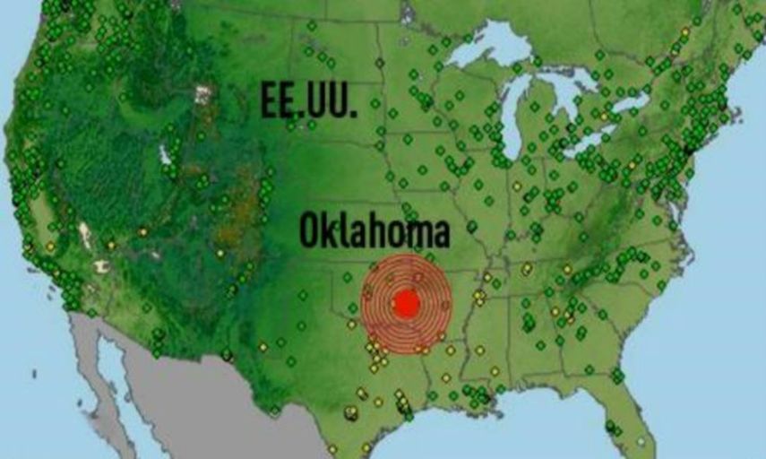 El epicentro se situó a 14 kilómetros al noroeste de la localidad de Pawnee (Oklahoma) a una profundidad de 6,6 kilómetros
