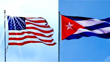Banderas de Estados Unidos y Cuba.&nbsp;