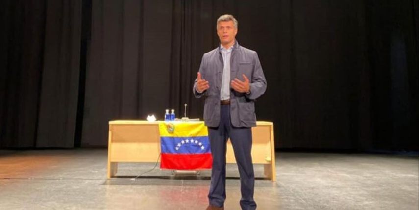El dirigente opositor Leopoldo López durante un acto con la diáspora venezolana en Madrid, España.