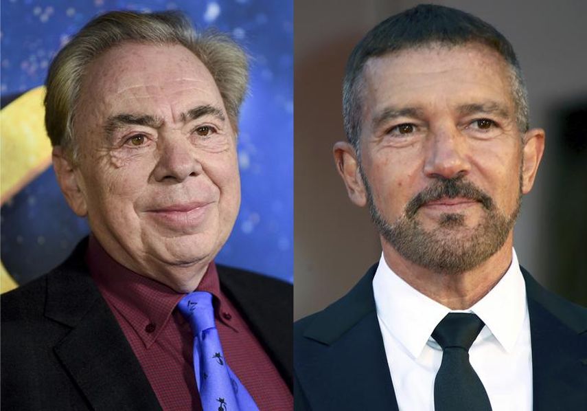 El compositor Andrew Lloyd Webber llega al estreno mundial de Cats en Nueva York el 16 de diciembre de 2019, izquierda, y Antonio Banderas llega al estreno de la película Competencia oficial en la 78a edición del Festival de Cine de Venecia, el 4 de septiembre de 2021 en Venecia, Italia.