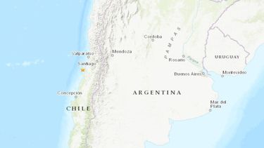Mapa del sismo en Chile.