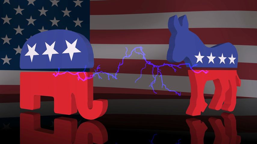 Imagen referencial de los símbolos de los partidos demócrata y republicano en EEUU.&nbsp;