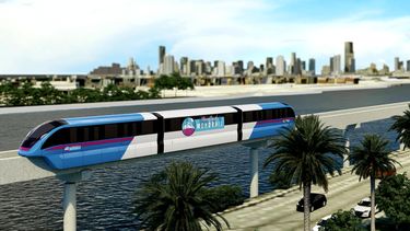 Ilustraci&oacute;n que recoge propuesta de monorrail entre Miami y Miami Beach.