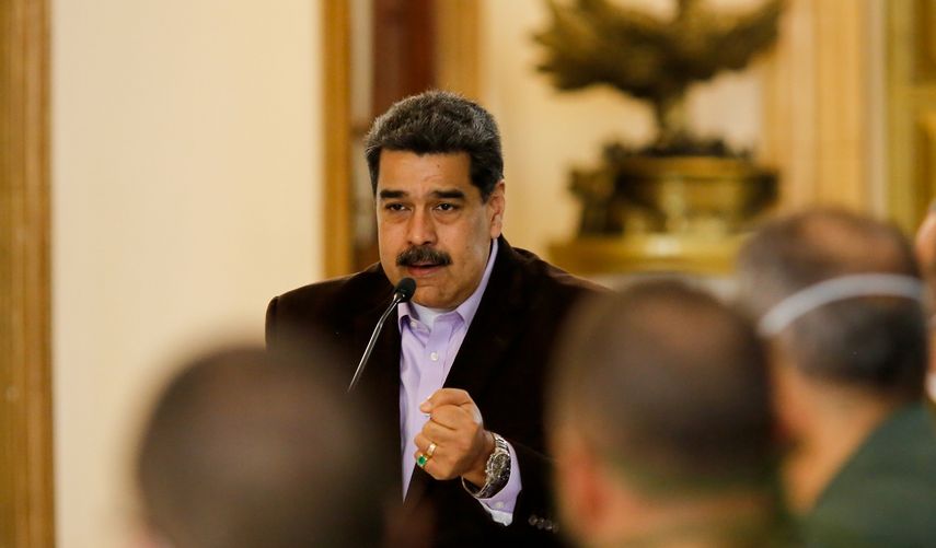 Fotograf&iacute;a del 16 de marzo de 2020 del dictador&nbsp;de Venezuela Nicol&aacute;s Maduro durante una comparecencia desde el Palacio de Miraflores, en Caracas.