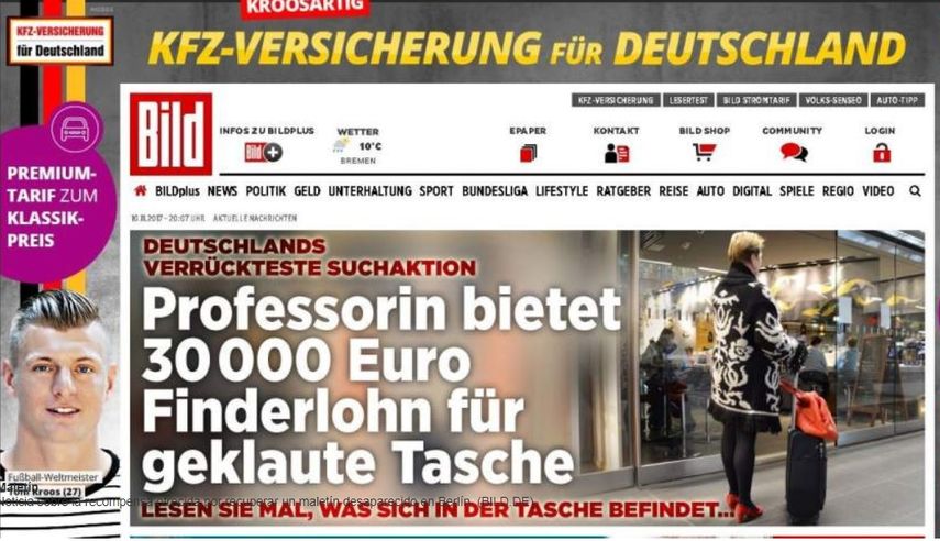 Un portavoz del diario&nbsp;Bild&nbsp;señaló que el coste de un anuncio a toda página para la edición de Berlín asciende a 23.866 euros.&nbsp;