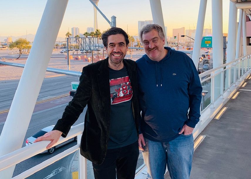 Antonio Muñoz y Jordi Monedero durante su visita a CES 2019 donde fueron a impregnarse de las tecnologias del futuro.&nbsp;