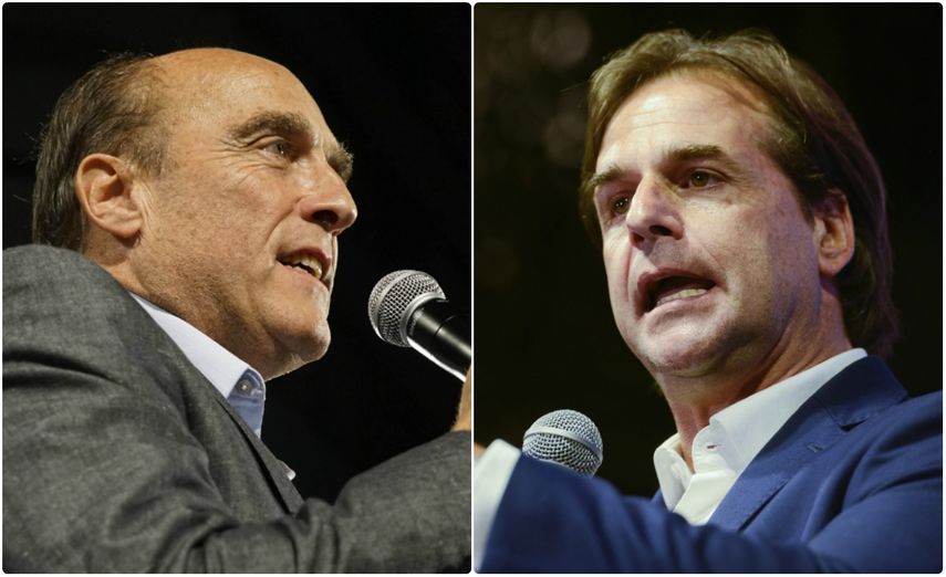 Los candidatos presidenciales Daniel Mart&iacute;nez y Luis Lacalle Pou.