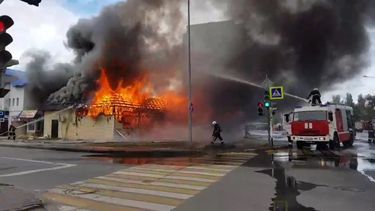 Casa incendiada en Rusia.&nbsp;