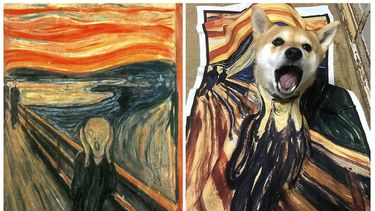 Combinaci&oacute;n de fotos de la reproducci&oacute;n sin fecha de la pintura &ldquo;El Grito&rdquo; de Edvard Munch y la recreaci&oacute;n de Natalia Rubina para la p&aacute;gina de Facebook Izoizolyacia, tomada el mi&eacute;rcoles 8 de abril de 2020 en Mosc&uacute;, Rusia.&nbsp;